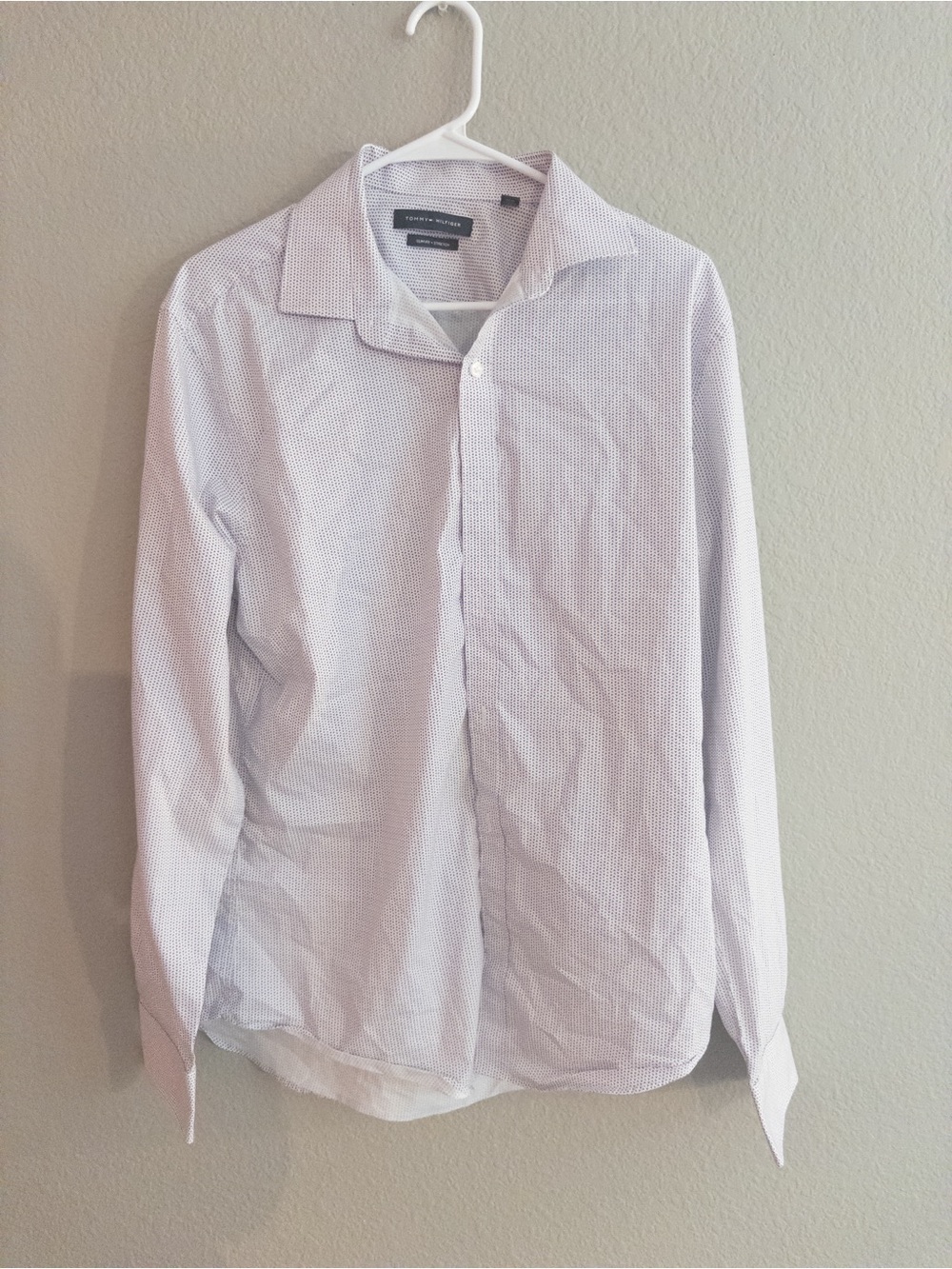Tommy Hilfiger Men's Light Lavender Micro-Pattern Dress Shirt